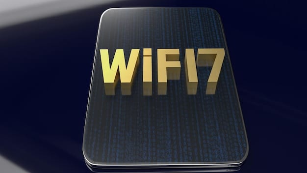 A close-up of a Wi-Fi 7 router's label showing the model number and Wi-Fi 7 certification logo. The focus is on the details that confirm its compatibility.