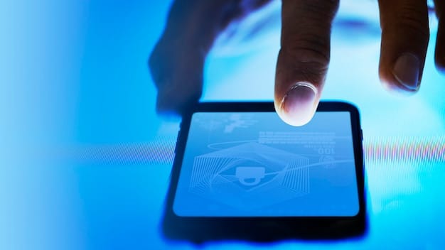 A person using a smartphone to authenticate with a mobile MFA app. The app displays a security code and the interface is clean and user-friendly.