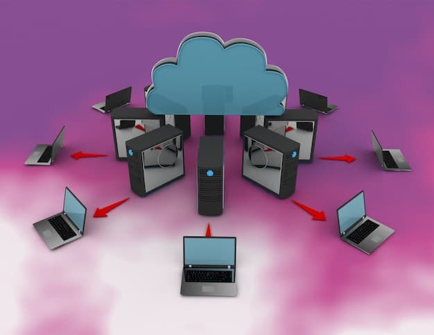 A visual representation of a firewall protecting a cloud network, with data packets flowing through securely. An intrusion detection system is actively monitoring the traffic, highlighting suspicious patterns.