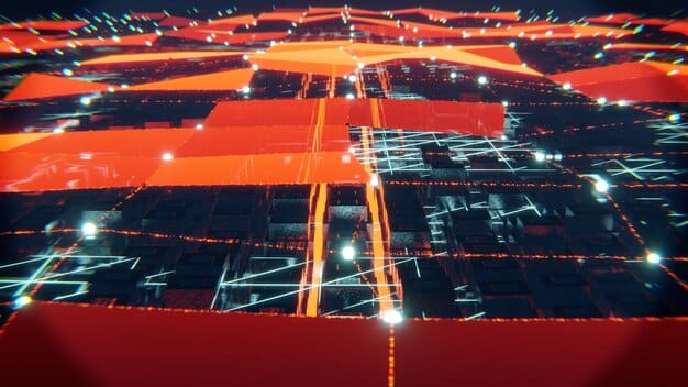 A visual representation of AI analyzing network traffic patterns to identify potential security threats. The image highlights the role of AI in advanced threat detection.