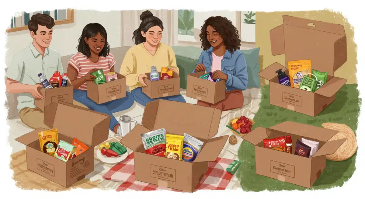 Consumers unboxing personalized subscription boxes, showing satisfaction