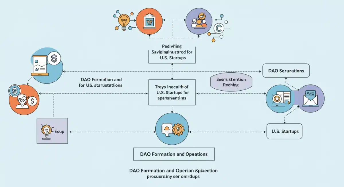 Flowchart illustrating the 6-step DAO formation process for US startups