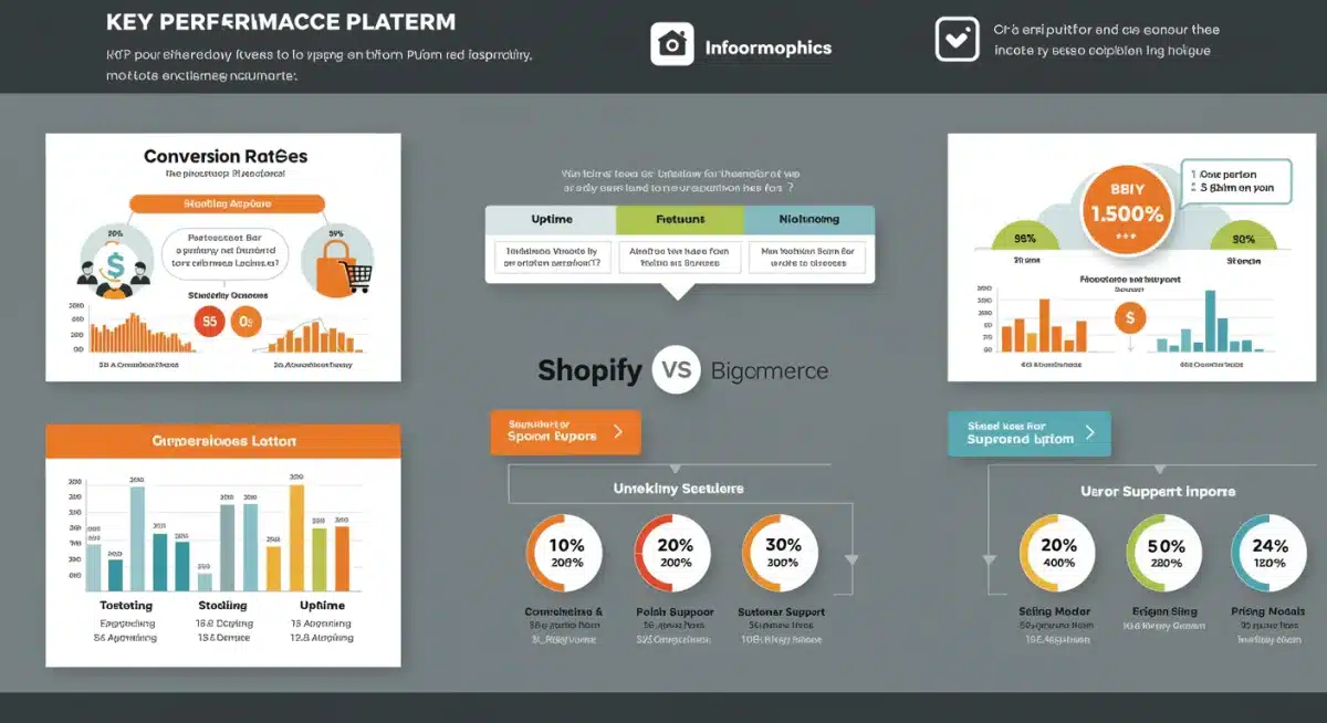 Infographic showing key performance indicators for e-commerce platforms in comparison