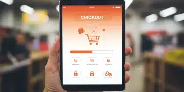 Optimized e-commerce checkout flow on a tablet, showing secure payment and progress