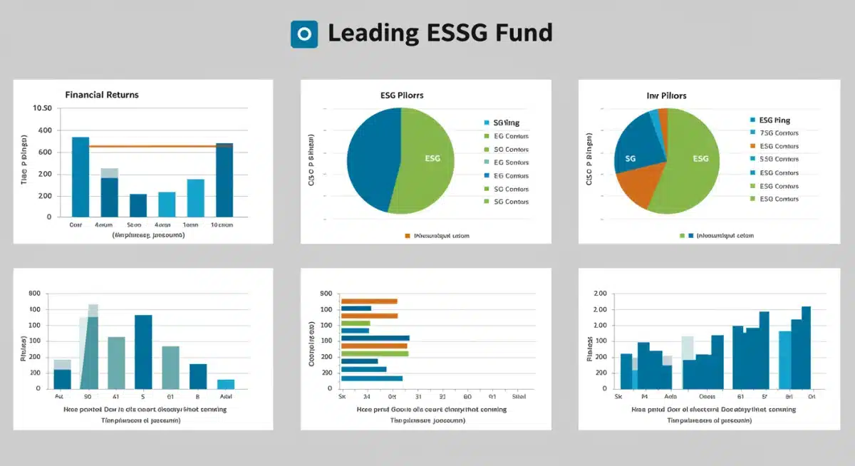 Infographic comparing financial returns and ESG scores of three leading sustainable investment funds.