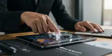 Financial expert analyzing stock charts on a tablet to find undervalued assets