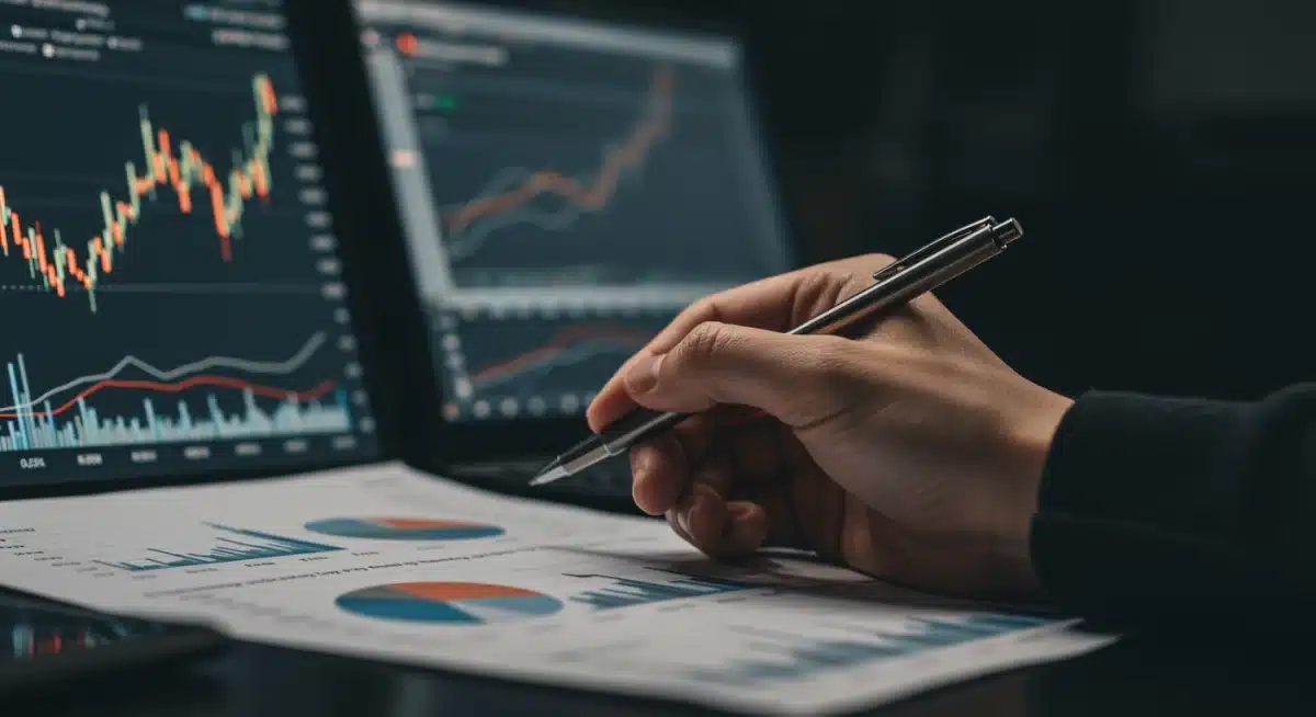 Person analyzing financial data for strategic asset allocation.