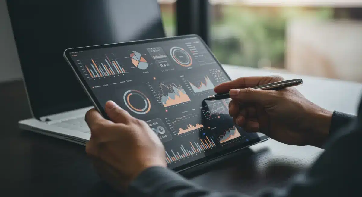 Investor analyzing financial data for portfolio adjustments