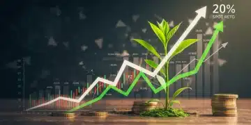 Financial growth chart with plant symbolizing long-term investment
