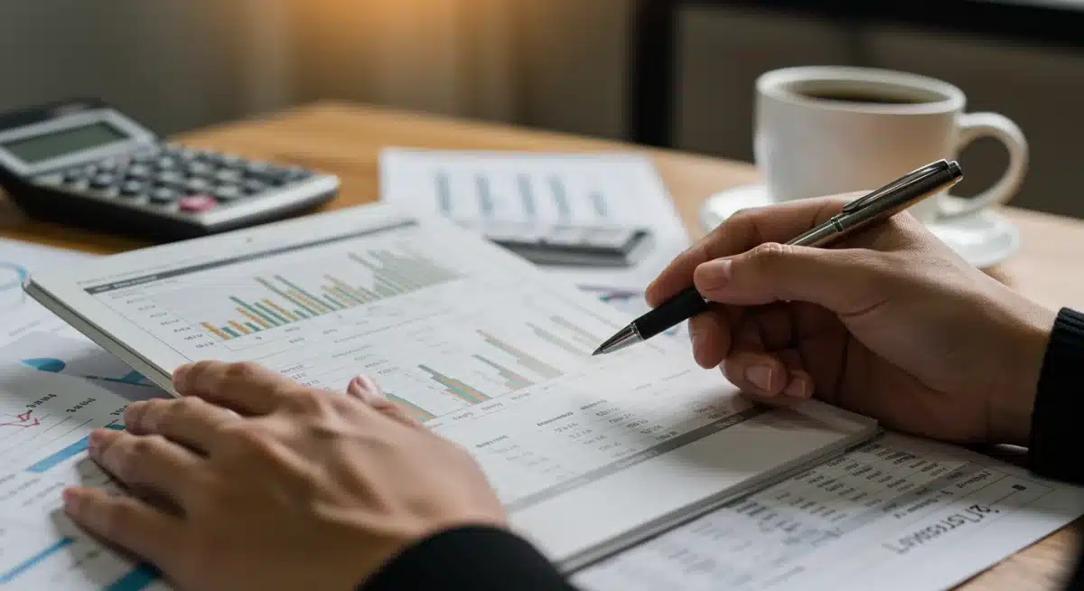 Person reviewing financial documents and planning a budget for retirement