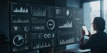 Futuristic e-commerce analytics dashboard with AI insights