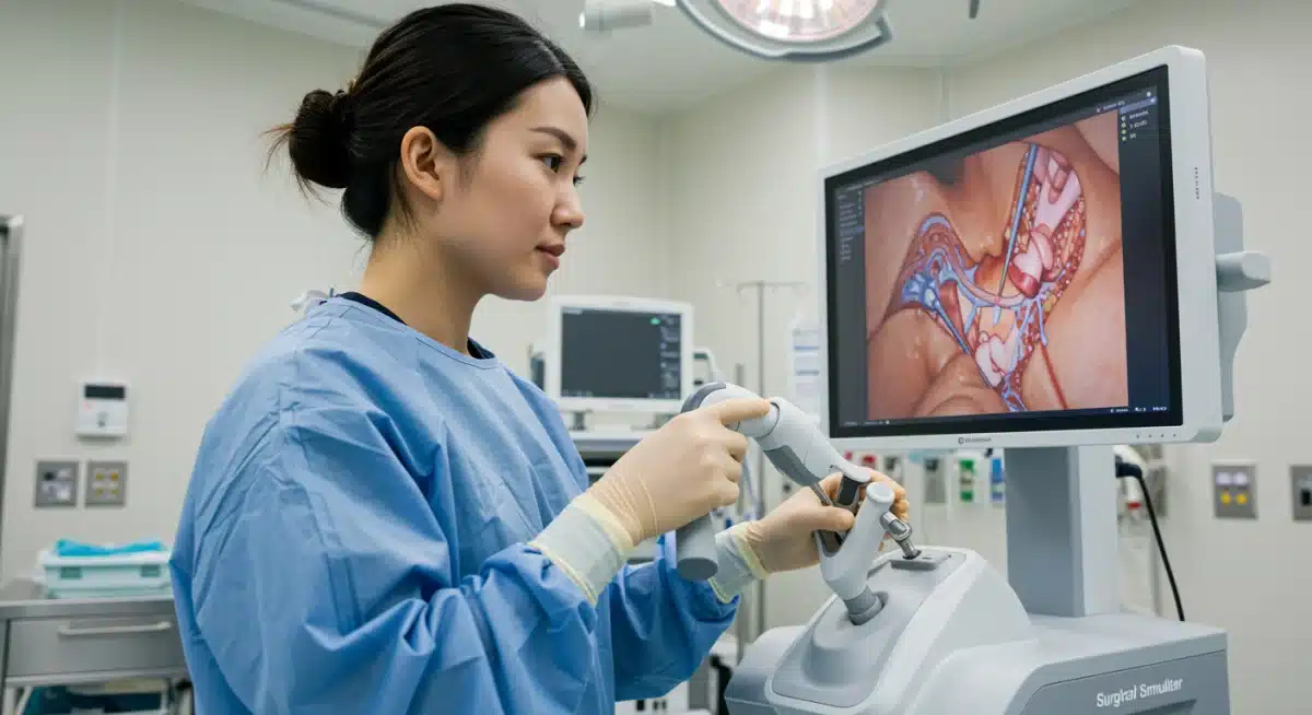 Medical professional training with haptic surgical simulator.
