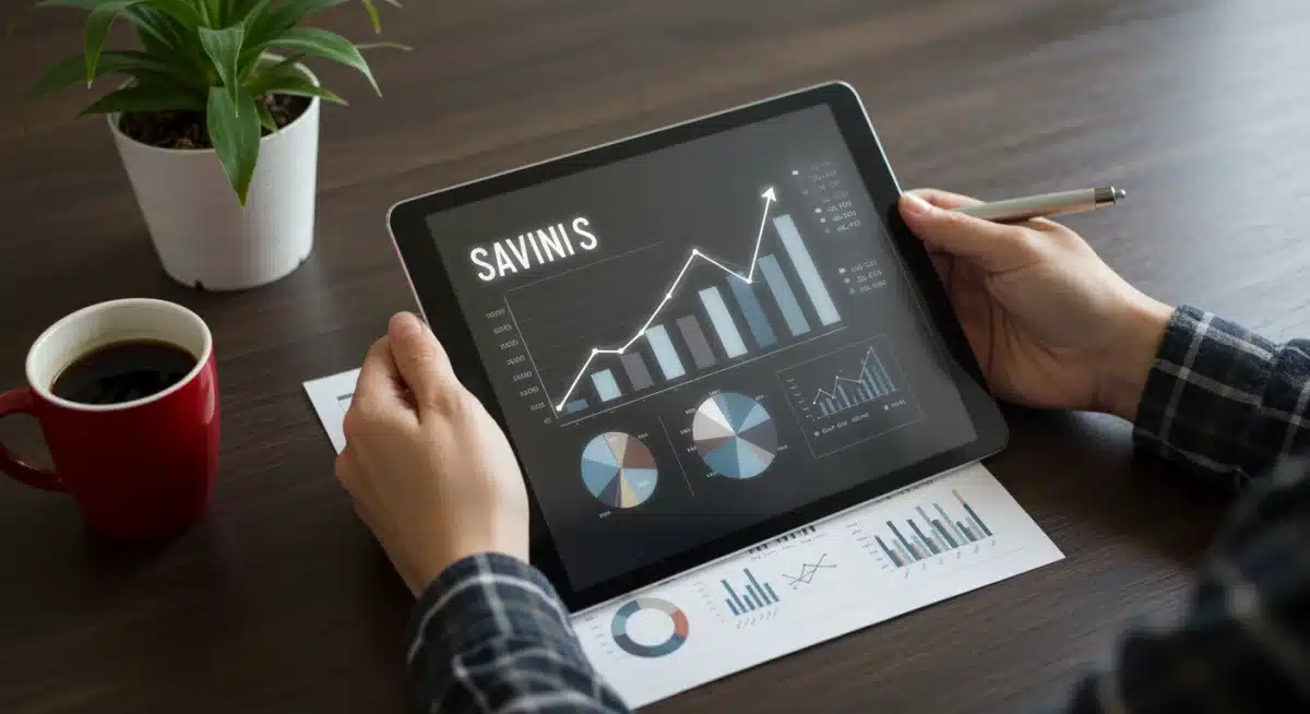 Person analyzing HSA growth and financial planning on a tablet