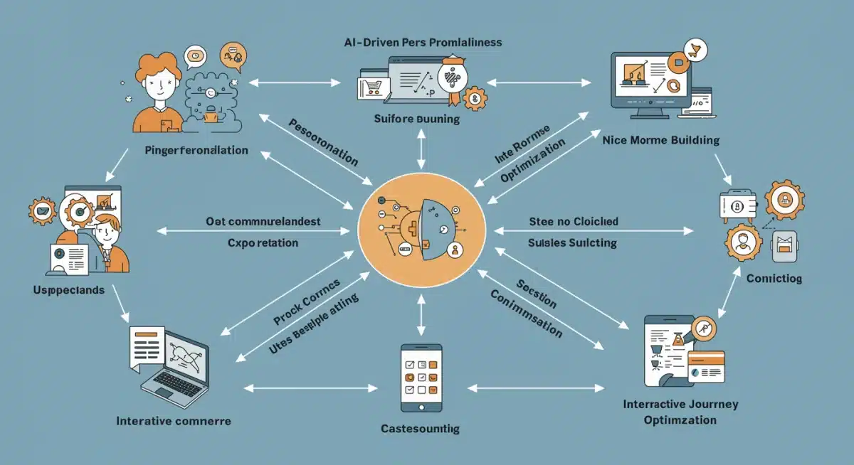 Infographic detailing interconnected digital marketing channels for e-commerce growth.