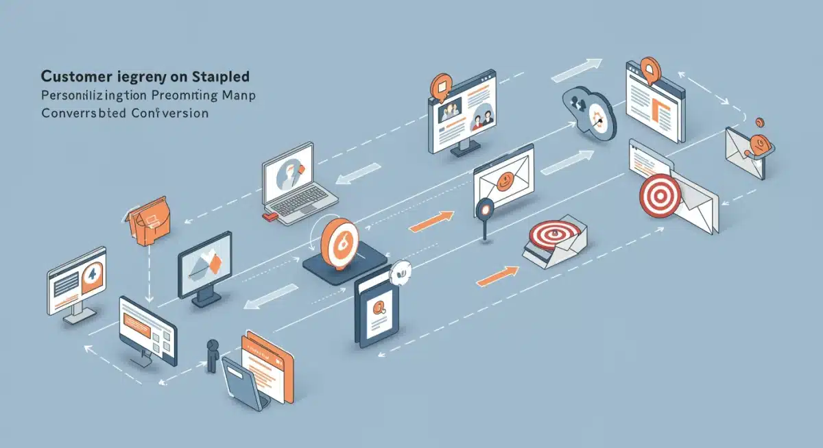 Customer journey map showing personalized touchpoints and conversion optimization in e-commerce.