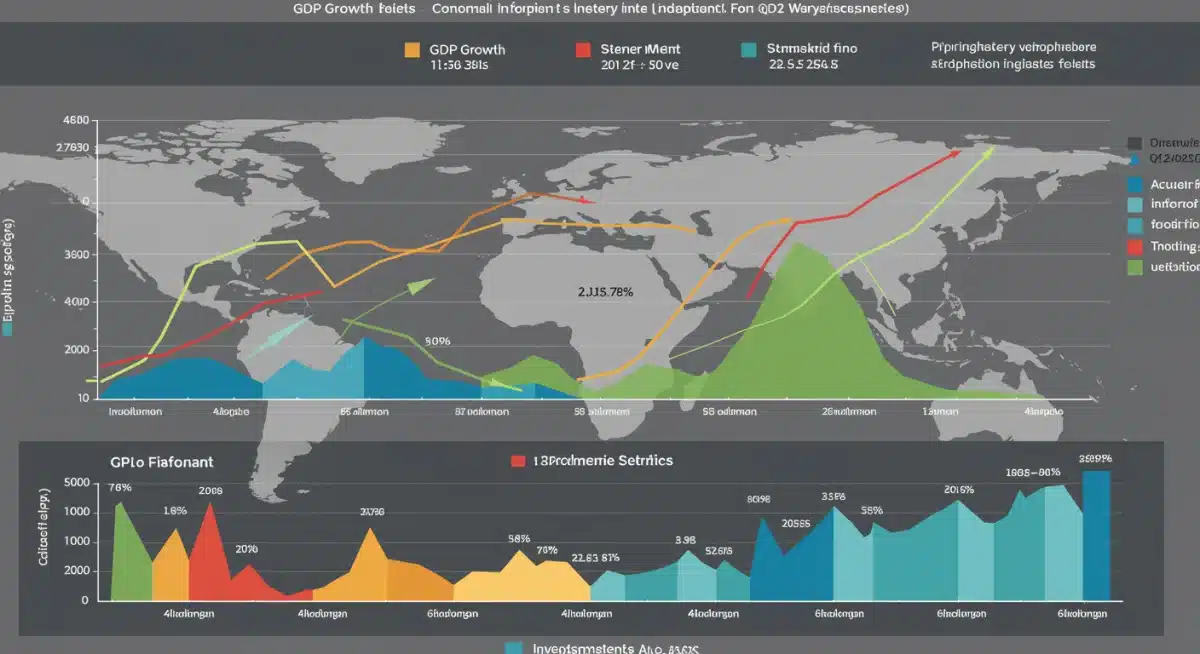 Infographic displaying key economic indicators for Q2 2025, including GDP, inflation, and employment trends.