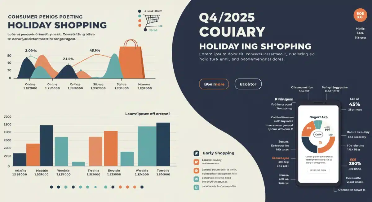 Infographic showing US Q4 2025 holiday consumer spending projections and digital engagement metrics.