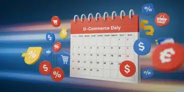 Digital calendar with highlighted US e-commerce promotional dates for H1 2025, showing strategic planning for online retail.